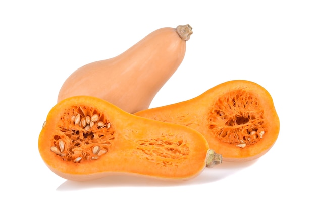 Zucca butternut isolata su sfondo bianco white