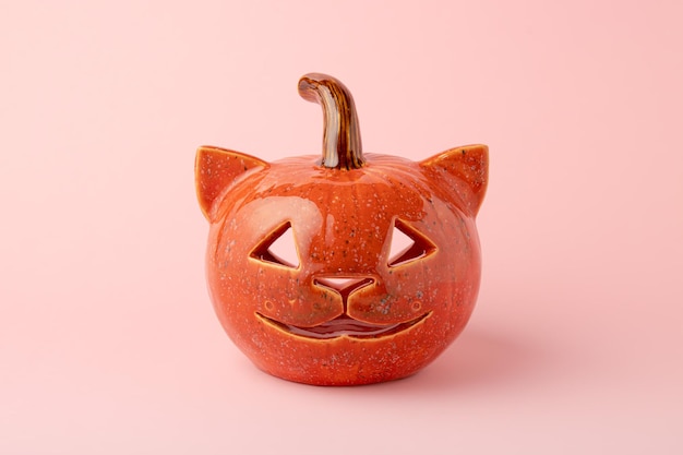 Zucca decorativa in ceramica a forma di gatto