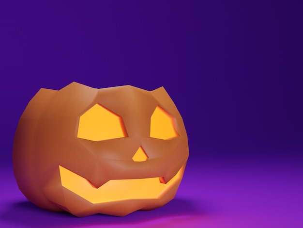 Zucca di halloween 3d in sfondo viola