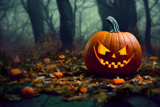 Zucca di Halloween al fiore