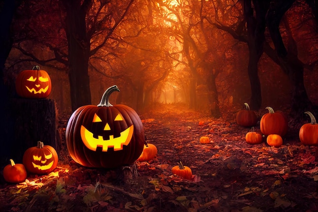 Zucca di Halloween al fiore