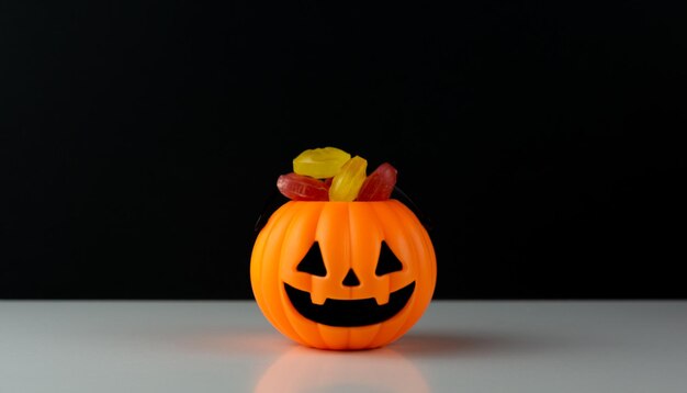 Zucca di Halloween con caramelle