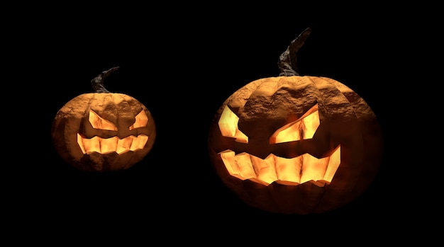 Zucca di Halloween con la faccia felice su sfondo scuro