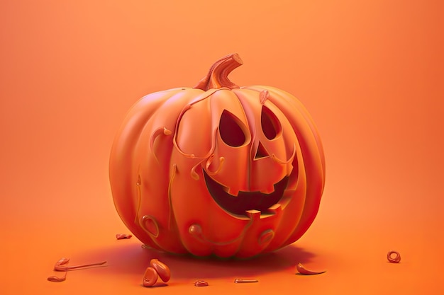 Zucca di Halloween con la faccia sorridente IA generativa