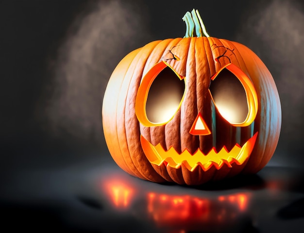 zucca di halloween con luce interna con spazio per il testo tipo invito a una festa