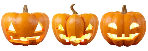 Zucca di Halloween con rendering 3d di sfondo faccia buffa spettrale