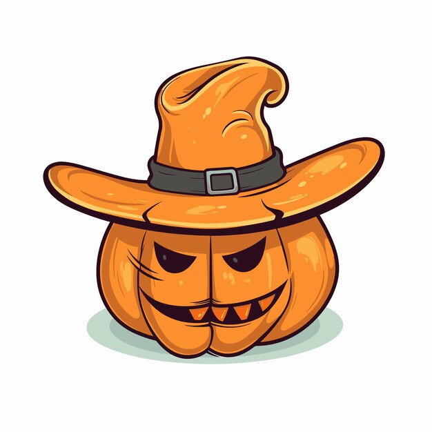zucca di Halloween disegnata a mano con cappello da cowboy