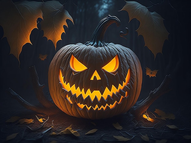 Zucca di Halloween illustrazione 3d sfondo di Halloween