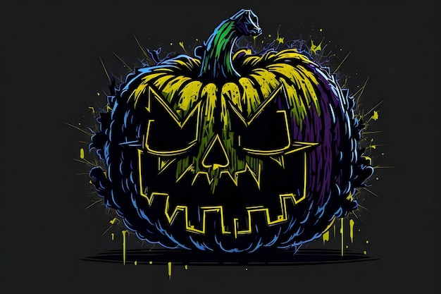 Zucca di Halloween SfondoZucca di Halloween TShirt Sticker ai generato