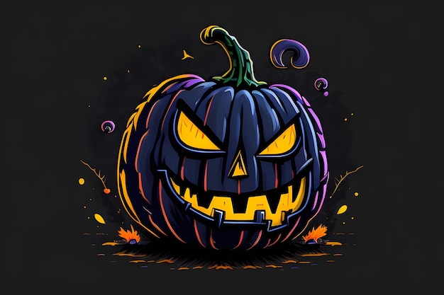 Zucca di Halloween SfondoZucca di Halloween TShirt Sticker ai generato