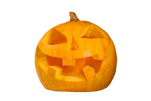 Zucca di halloween spettrale isolata su uno sfondo bianco