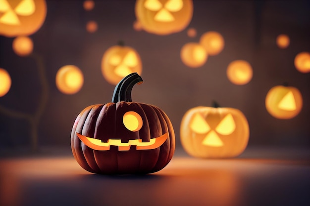 zucca di Halloween su rendering 3d nero