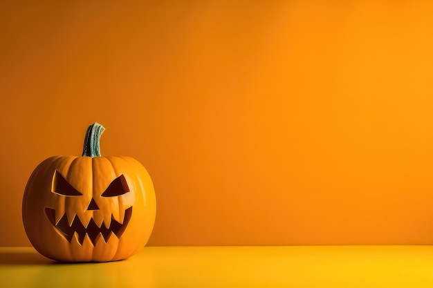 Zucca di Halloween su sfondo arancione AI