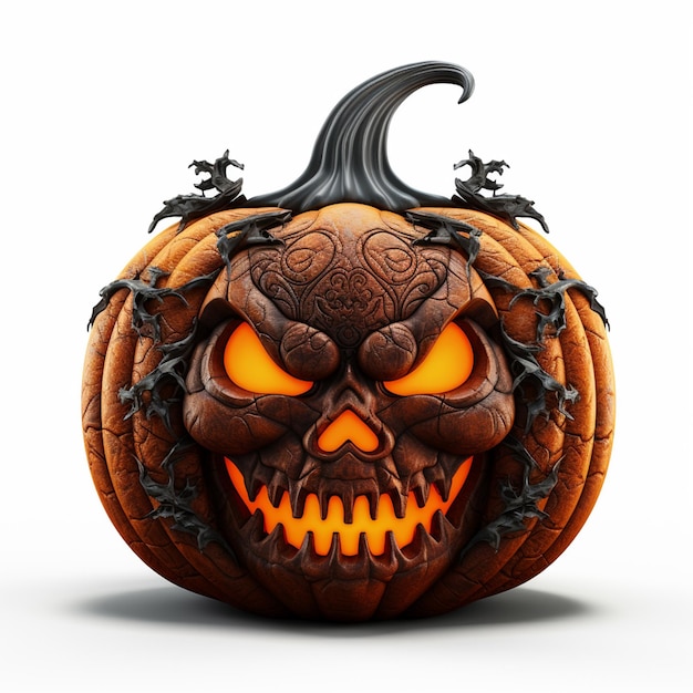 Zucca di Halloween su sfondo bianco per Halloween il 31 ottobre