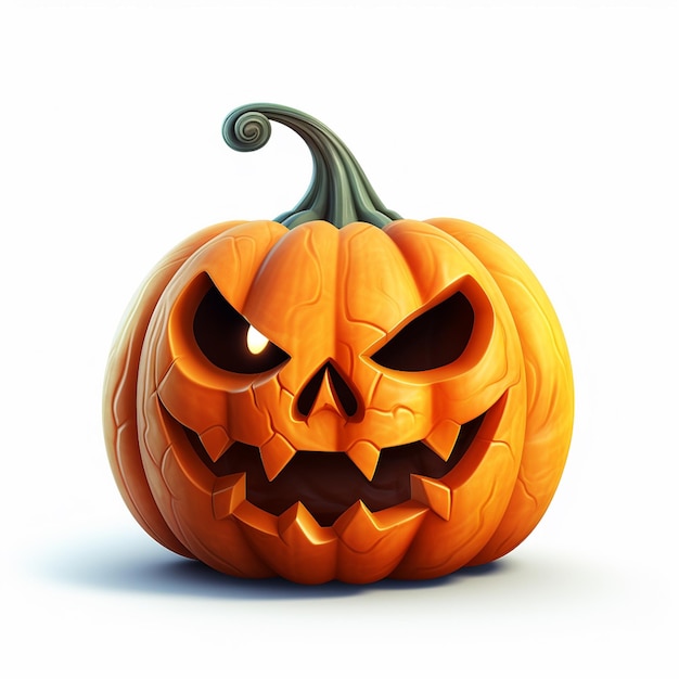 Zucca di Halloween su sfondo bianco per Halloween il 31 ottobre