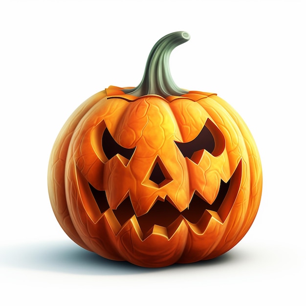 Zucca di Halloween su sfondo bianco per Halloween il 31 ottobre
