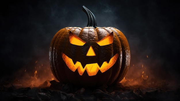 Zucca di Halloween su sfondo nero