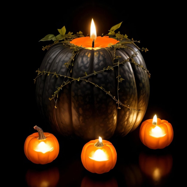 Zucca di Halloween su sfondo nero