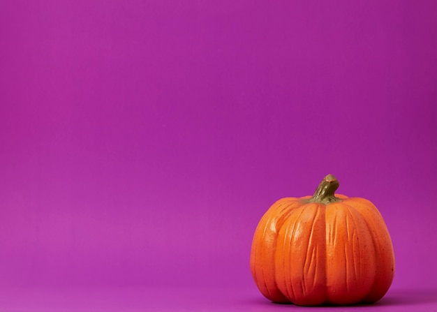 Zucca di Halloween su uno sfondo viola