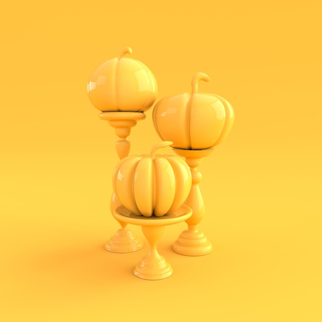 Zucca di rendering 3D su sfondo piedistallo