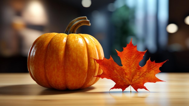 zucca e una foglia d'acero autunnale