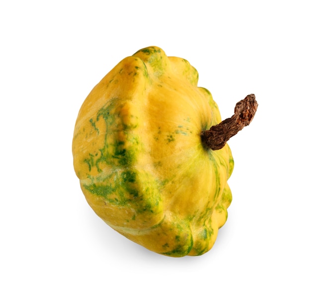 Zucca gialla del pattypan isolata. Una specie di cucurbita di zucchine
