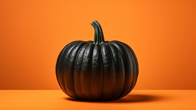 zucca nera isolata su uno sfondo arancione