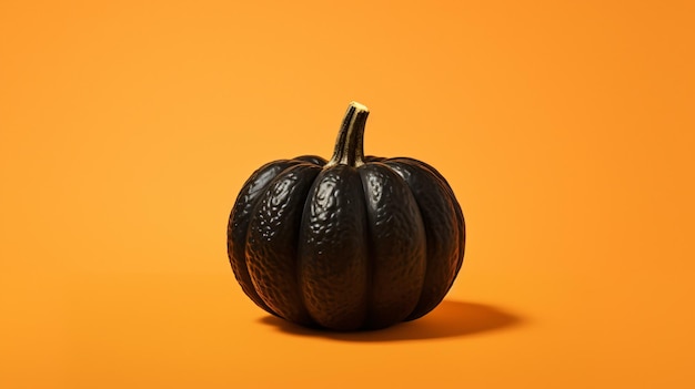 zucca nera isolata su uno sfondo arancione