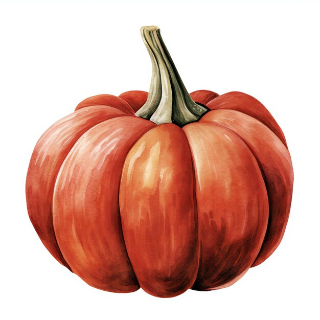 zucca rossa ad acquerello sullo sfondo bianco