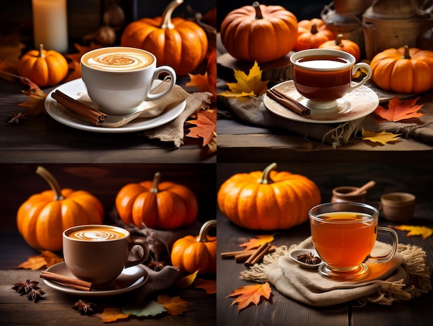 Zucca speziata tazza di tè stock photo accogliente bevanda autunnale all'ora del tè