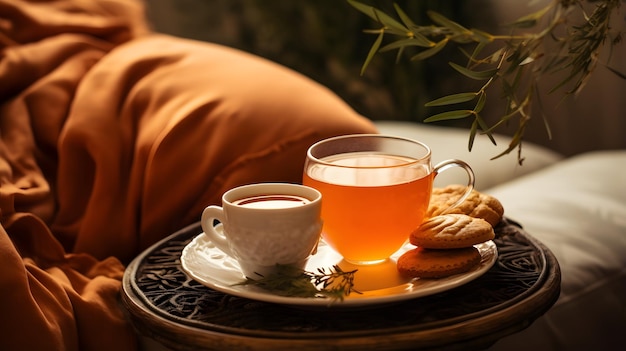 Zucca speziata tazza di tè stock photo accogliente bevanda autunnale all'ora del tè