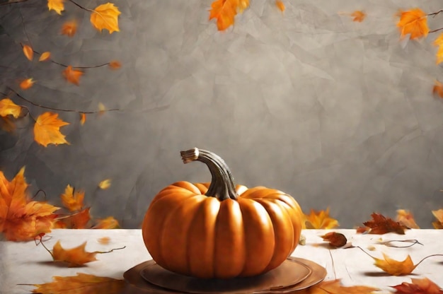 Zucca su un piatto su un tavolo di legno Primo piano del Ringraziamento o del concetto di Halloween