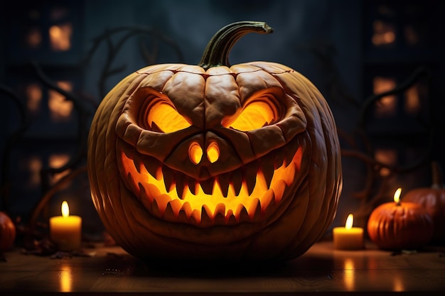 Zucche di Halloween a lume di candela