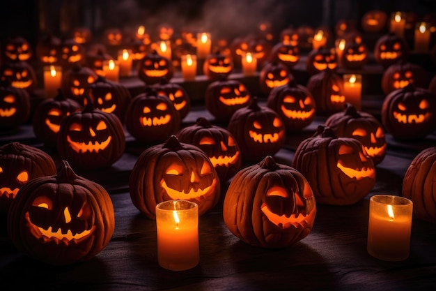 Zucche di Halloween a lume di candela