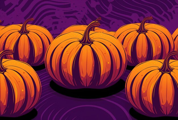 zucche di halloween con cicatrici sullo sfondo viola