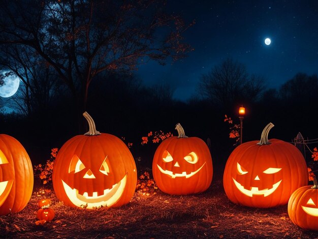 _Zucche di Halloween _sotto _il _chiaro di luna