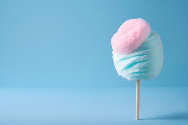 Zucchero filato rosa e blu realistico su sfondo pastello Generazione AI