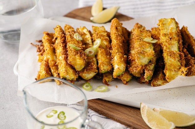 Zucchine a fette cotte in panatura antipasto dietetico