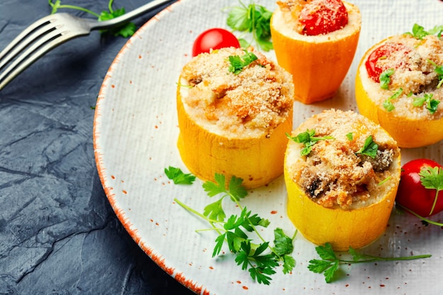 Zucchine al forno ripiene di quinoa e verdure Cucina vegetariana