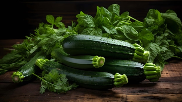 zucchine biologiche fresche sul tavolo di legno con il coltello