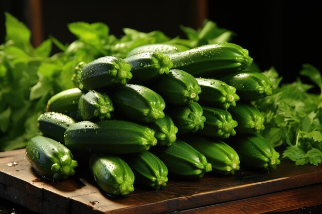 Zucchine crude nella fotografia di cibo pubblicitario professionale in studio al coperto