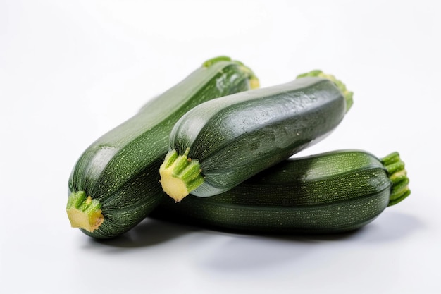 Zucchine verdi su sfondo bianco AI Generato