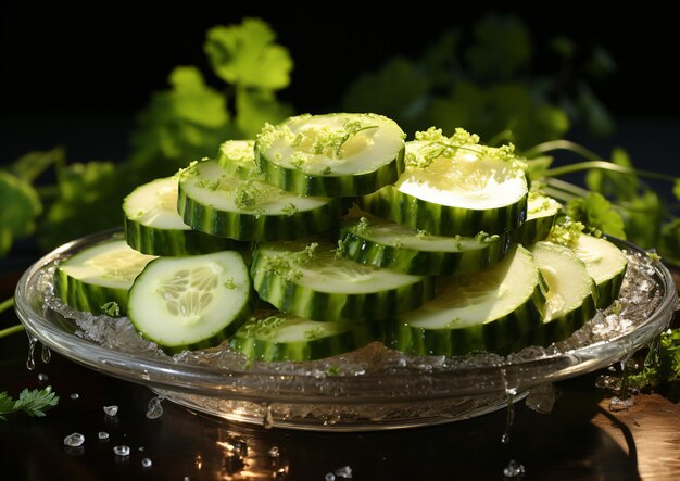 Zucchini verdi fresche in piatto con sedano Idea di pasto sano