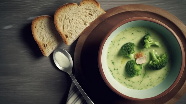 Zuppa di crema di broccoli Illustrazione AI GenerativexA