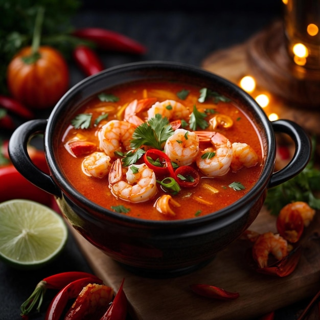 Zuppa di gamberetti tailandese Tom Yam Kung