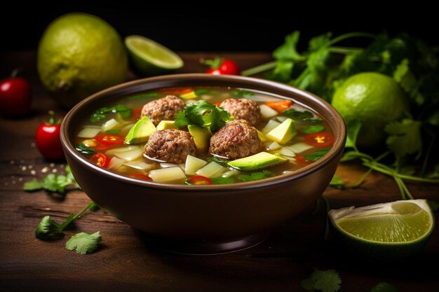 Zuppa di nozze messicana con polpette e verdure