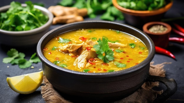 zuppa di pollo mulligatawny Immagini di sfondo Colori neutri sfondo luminoso Generativo Ai