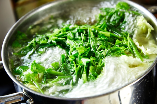 Zuppa di verdure e maiale tritato