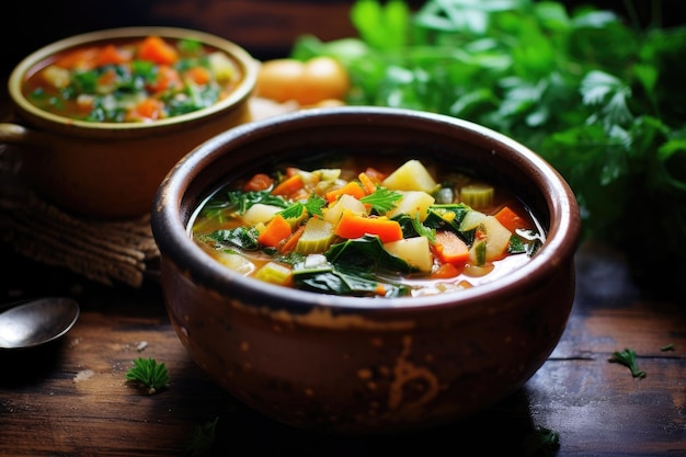 Zuppa di verdure fatta in casa in una ciotola