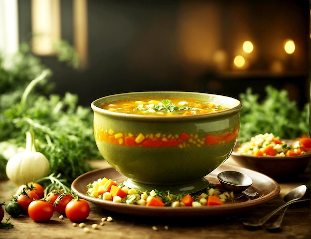 zuppa di verdure isolata su uno sfondo